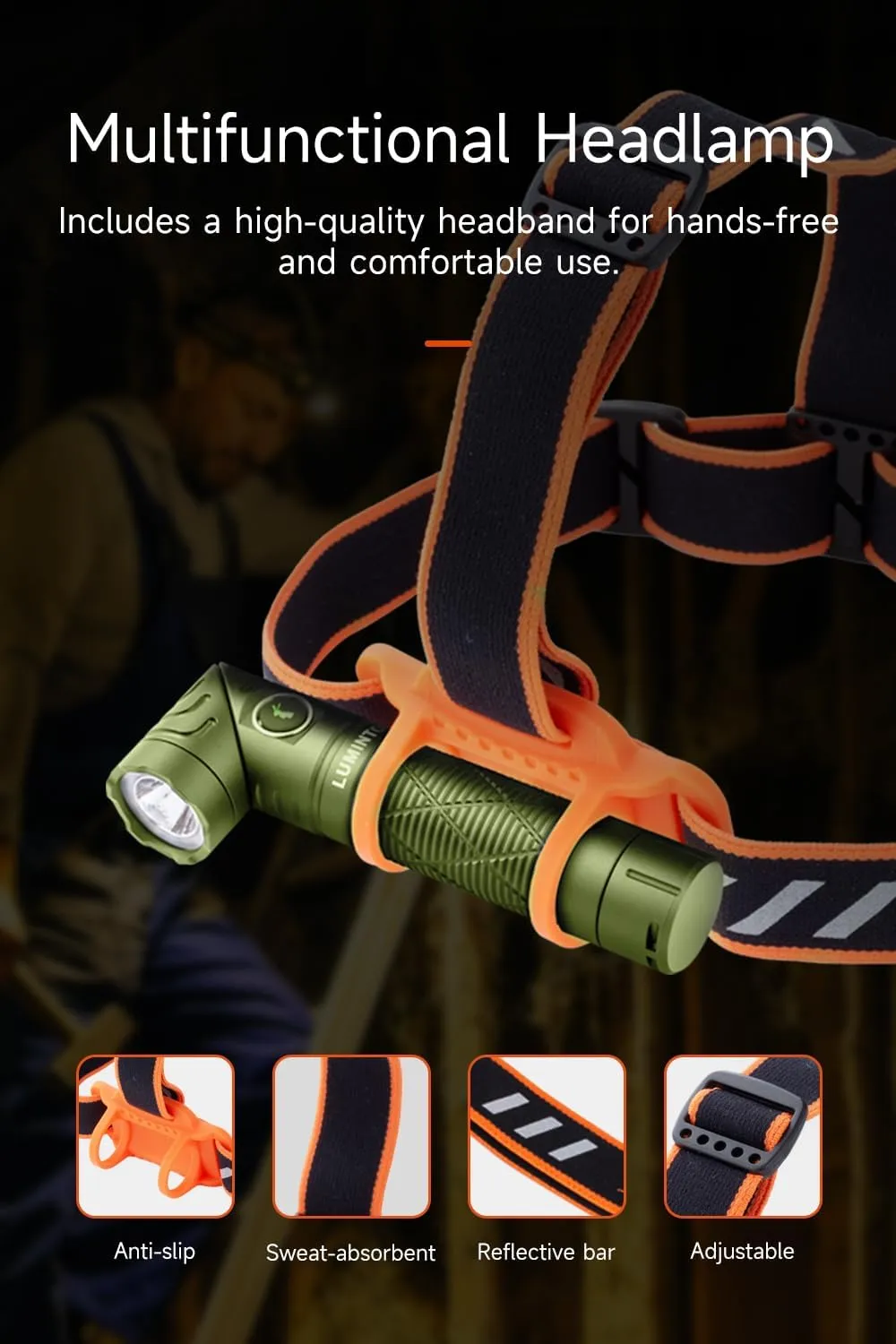 LUMINTOP Head Flashlight L2, 1300 Lumens, 158 Meters Rechargeable LED Headlamp, IPX4 Waterproof, for Camping, Hiking, Emergency, Outdoor