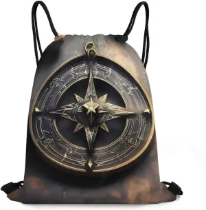Magical Design Norse Runes Compass Drawstring Backpack Travel Sports Drawstring Bags Portable Storage Gym Bag for Men Women