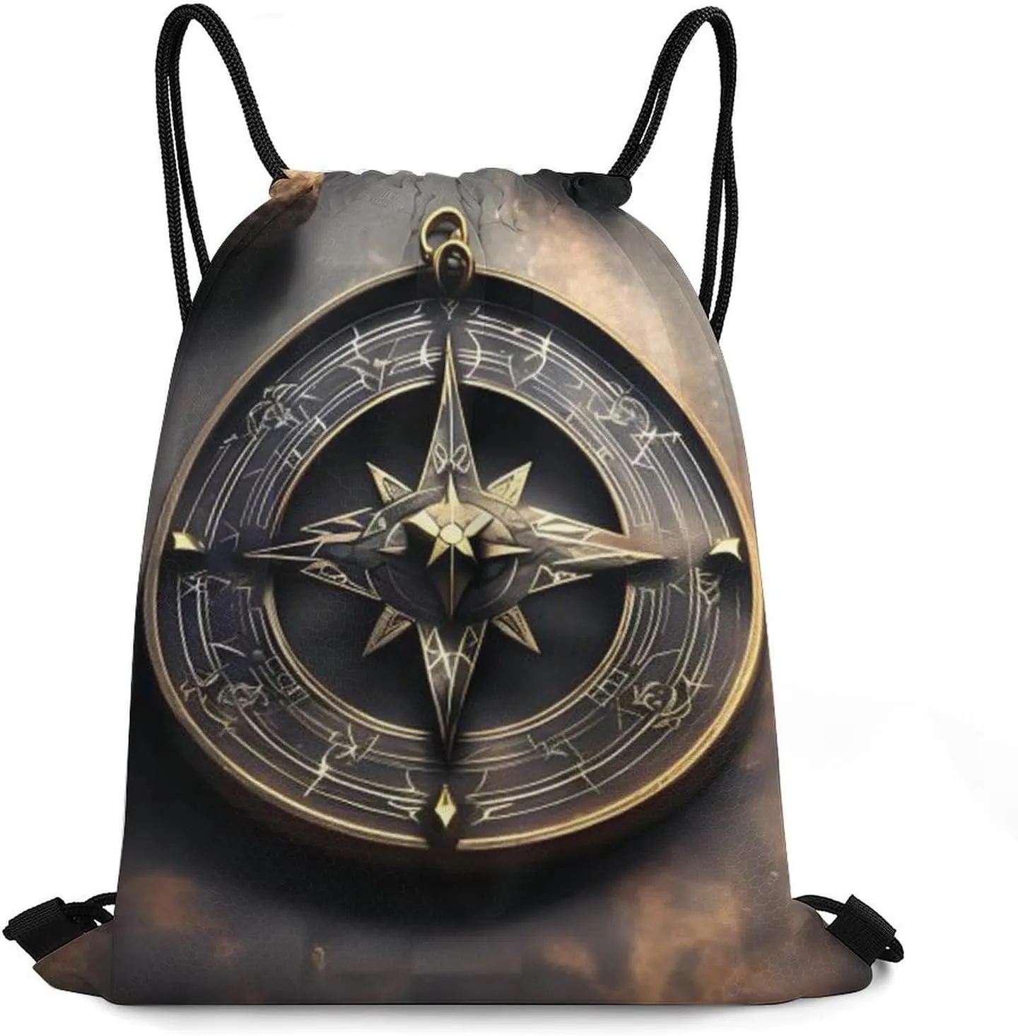 Magical Design Norse Runes Compass Drawstring Backpack Travel Sports Drawstring Bags Portable Storage Gym Bag for Men Women