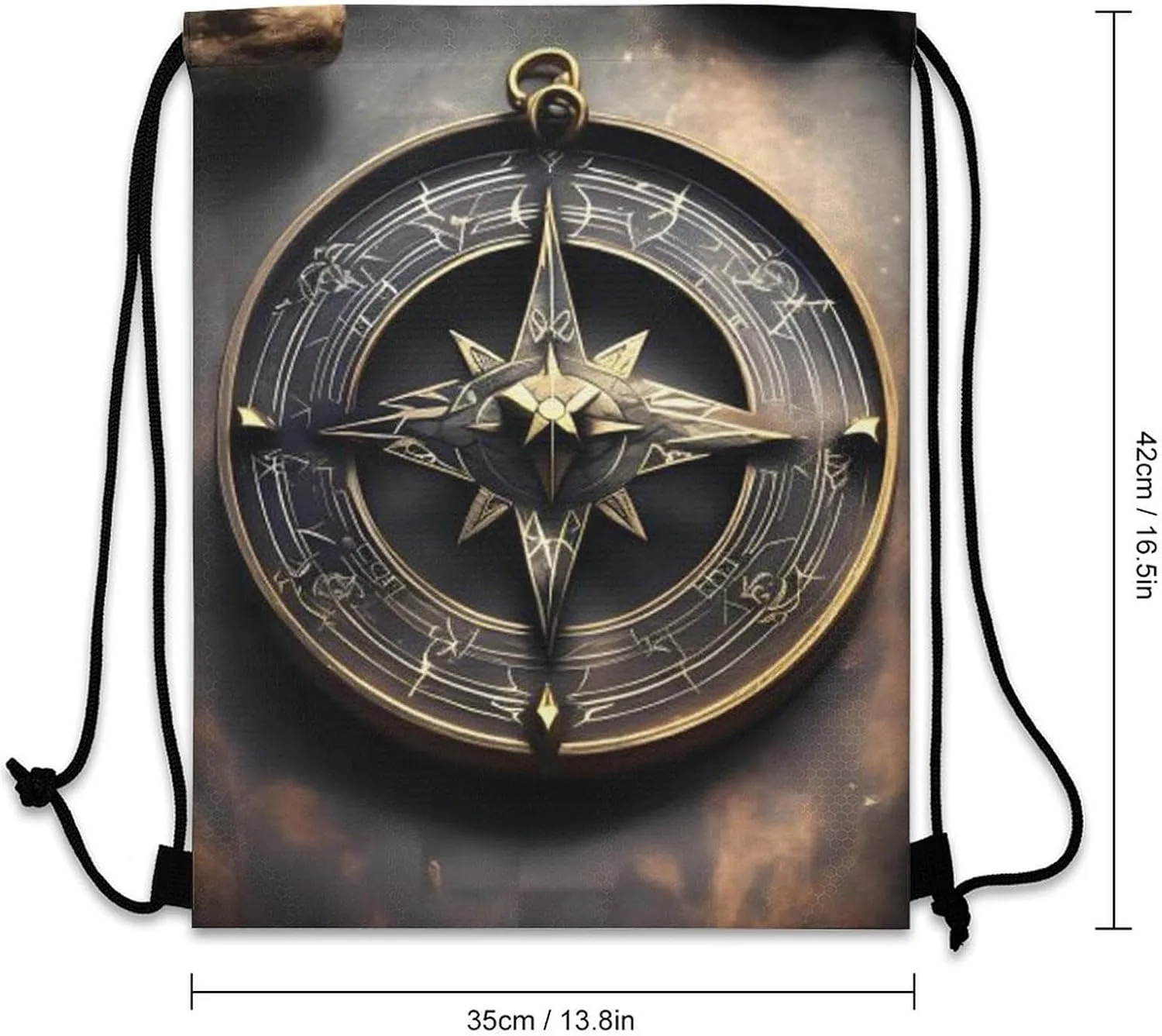 Magical Design Norse Runes Compass Drawstring Backpack Travel Sports Drawstring Bags Portable Storage Gym Bag for Men Women