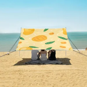 Mango Dice Sticky Rice Pattern Beach Camping Tent Sun Shelter for Whole Family, Beach Shade Canopy with UPF50  UV Protection,Easy Set Up and Carry,Outdoor Shade for Trips, Fishing, Backyard Fun