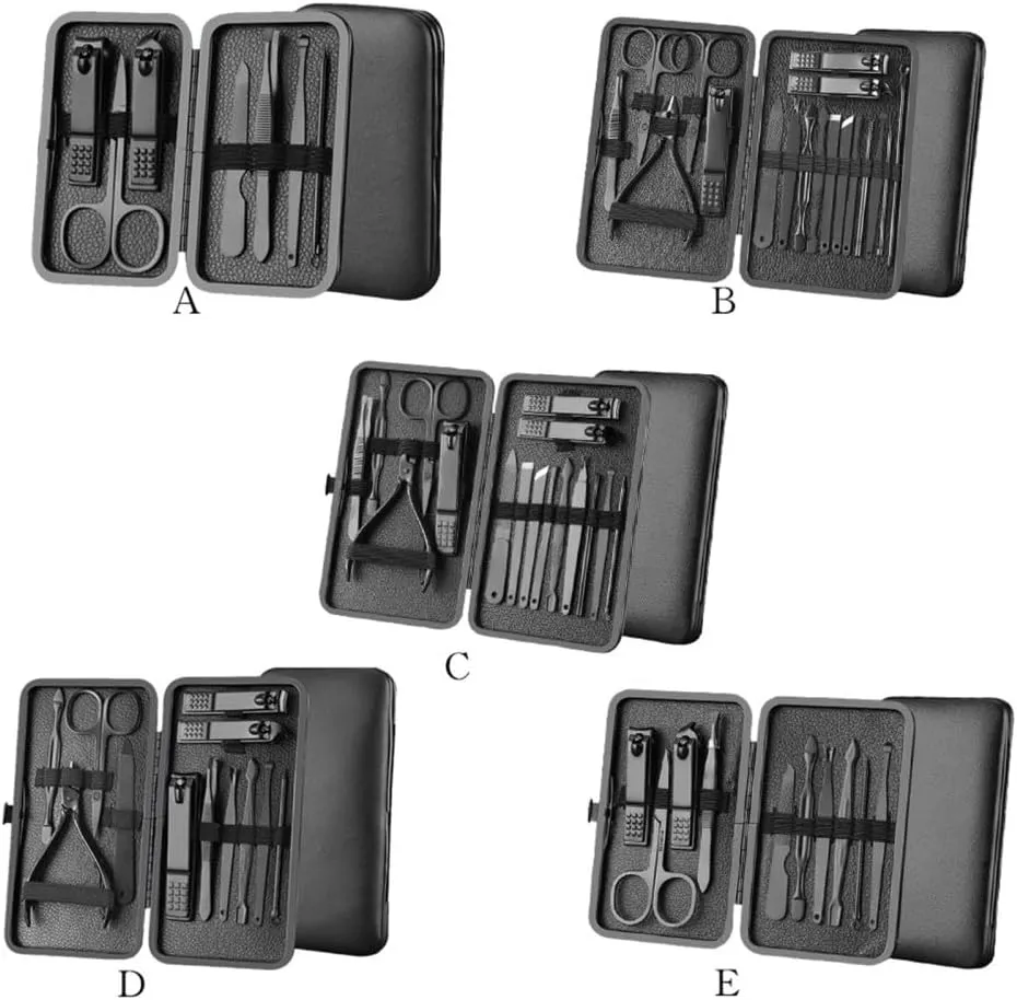 Manicure Set Nail Clippers Tools Ear Spoon Wear-Resistant Nail Cutters Multi-Function Scissors Kit 12 Pieces, 7 Pieces,A