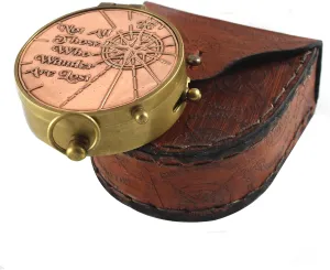 Marine Brass Compass with Leather Case 2 Inch Antique Copper Dial Not All Those Who Wander are Lost Engraved Nautical Navigation Tool Gift for Travelers