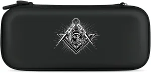 Masonic Freemason Square Compass Hard Shell Travel Case with Rope 15 Game Card Pockets Compatible with Switch Protective