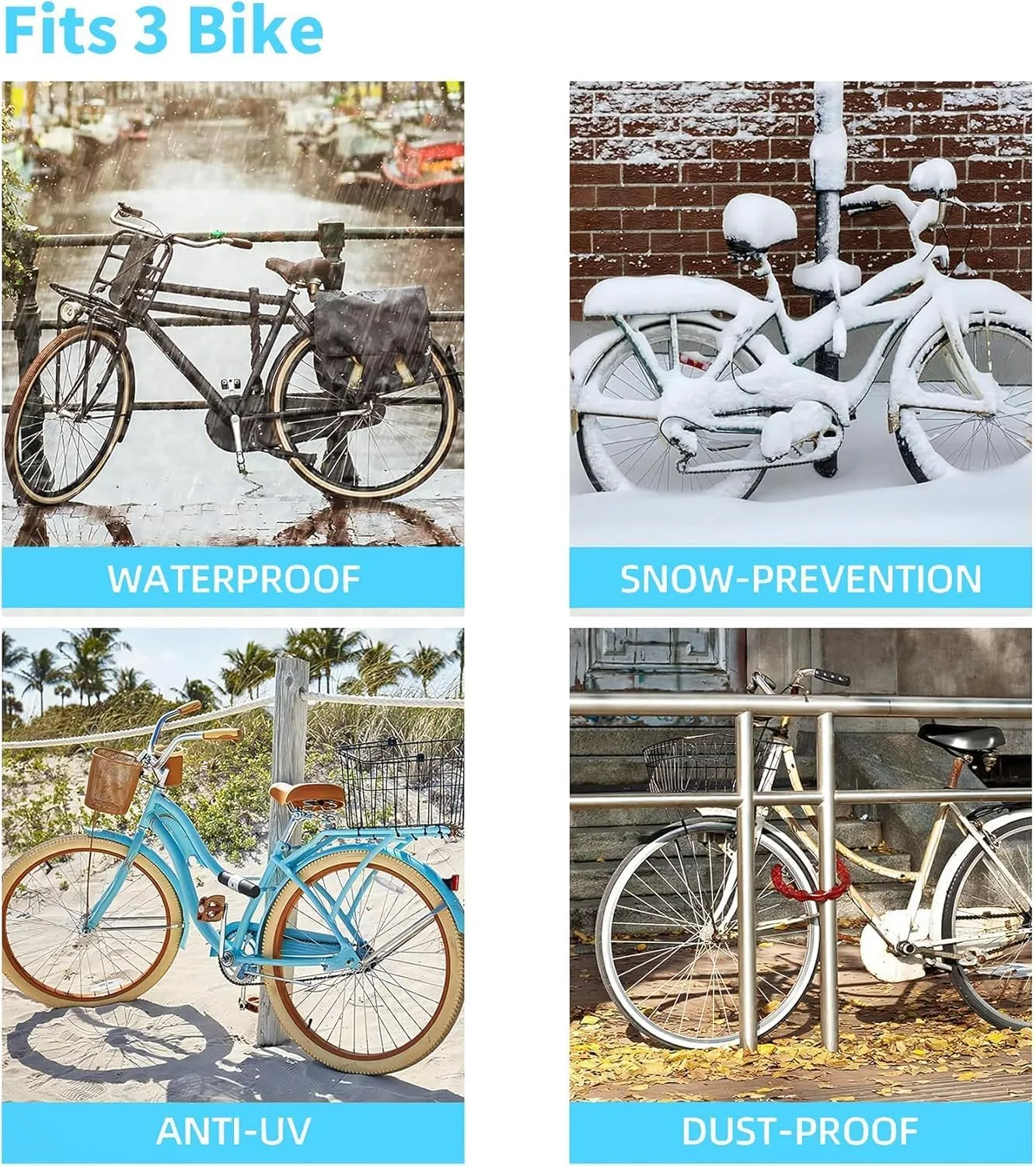 Maveek Waterproof Cycle Bike Rain Cover For 1 2 3 Cycle Bikes, Road Bicycle Cover Outdoor Indoor Storage Water Resistance Travel Transport Garage Shed Tent Winter Summer All Weather