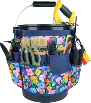MELOTOUGH Bucket Idea Bucket Tool Organizer for Garden Tools Fit 3.5 to 5 Gallon Bucket (Blue Flower)