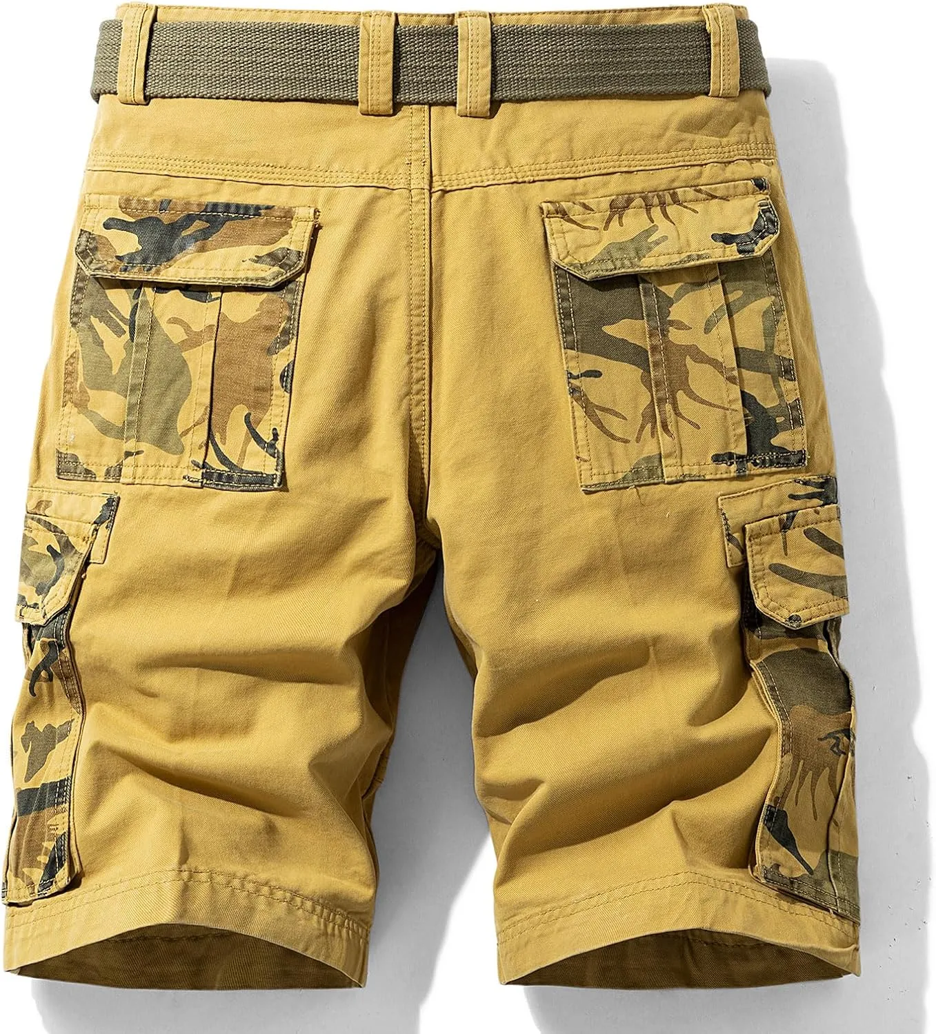 Men's Camo Cargo Shorts Relaxed Fit Multi-Pocket Outdoor Camouflage Cargo Shorts Cotton Belt not Included