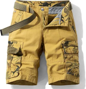 Men's Camo Cargo Shorts Relaxed Fit Multi-Pocket Outdoor Camouflage Cargo Shorts Cotton Belt not Included