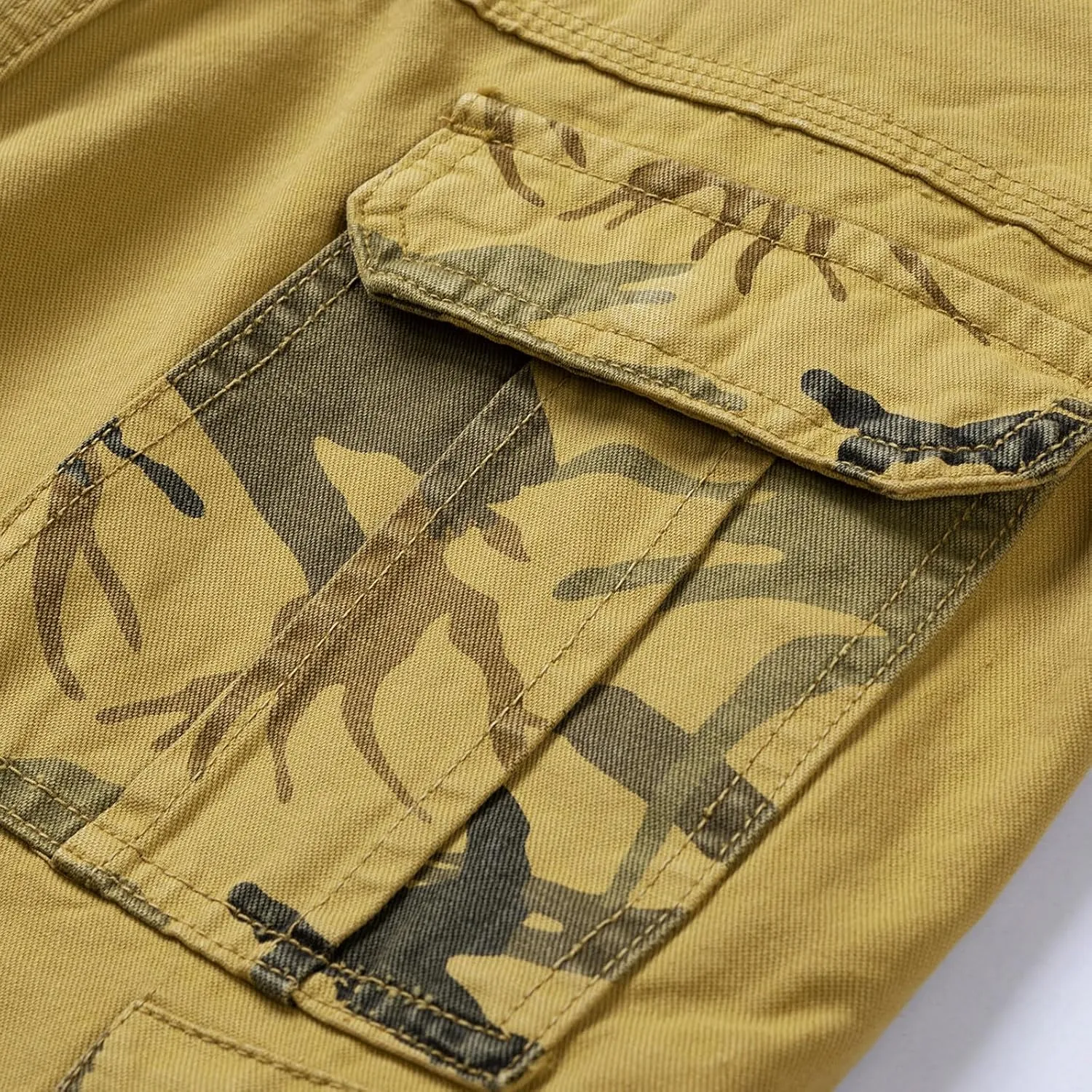 Men's Camo Cargo Shorts Relaxed Fit Multi-Pocket Outdoor Camouflage Cargo Shorts Cotton Belt not Included