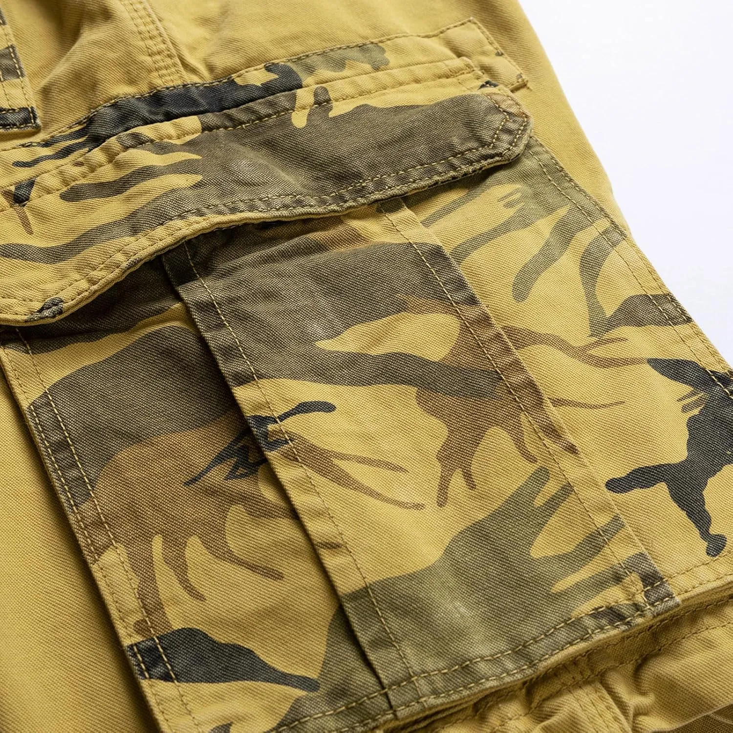 Men's Camo Cargo Shorts Relaxed Fit Multi-Pocket Outdoor Camouflage Cargo Shorts Cotton Belt not Included