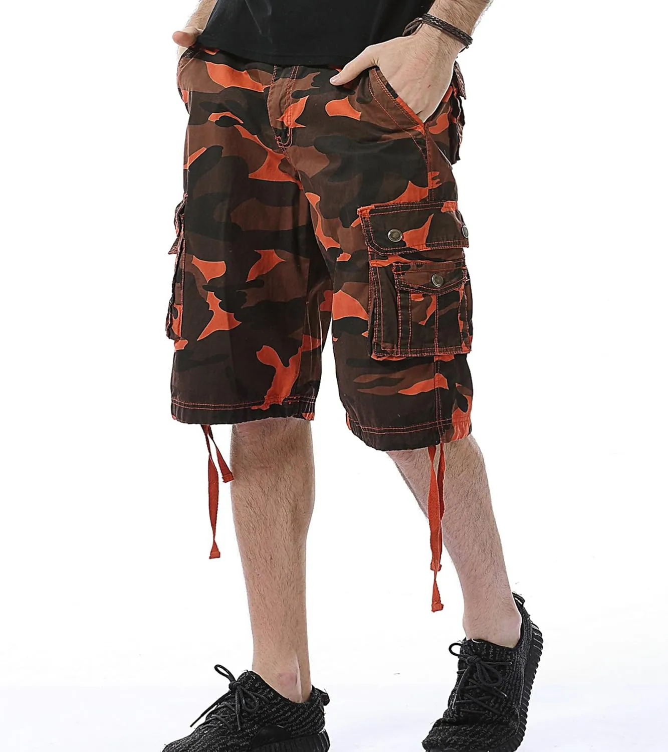 Men's Camo Cargo Shorts Relaxed Fit Multi-Pocket Outdoor Camouflage Cargo Shorts Cotton