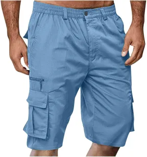 Men's Cargo Shorts Multi Pocket Outdoor Adventure Casual Elastic Waistband Breathable Summer Travel Shorts