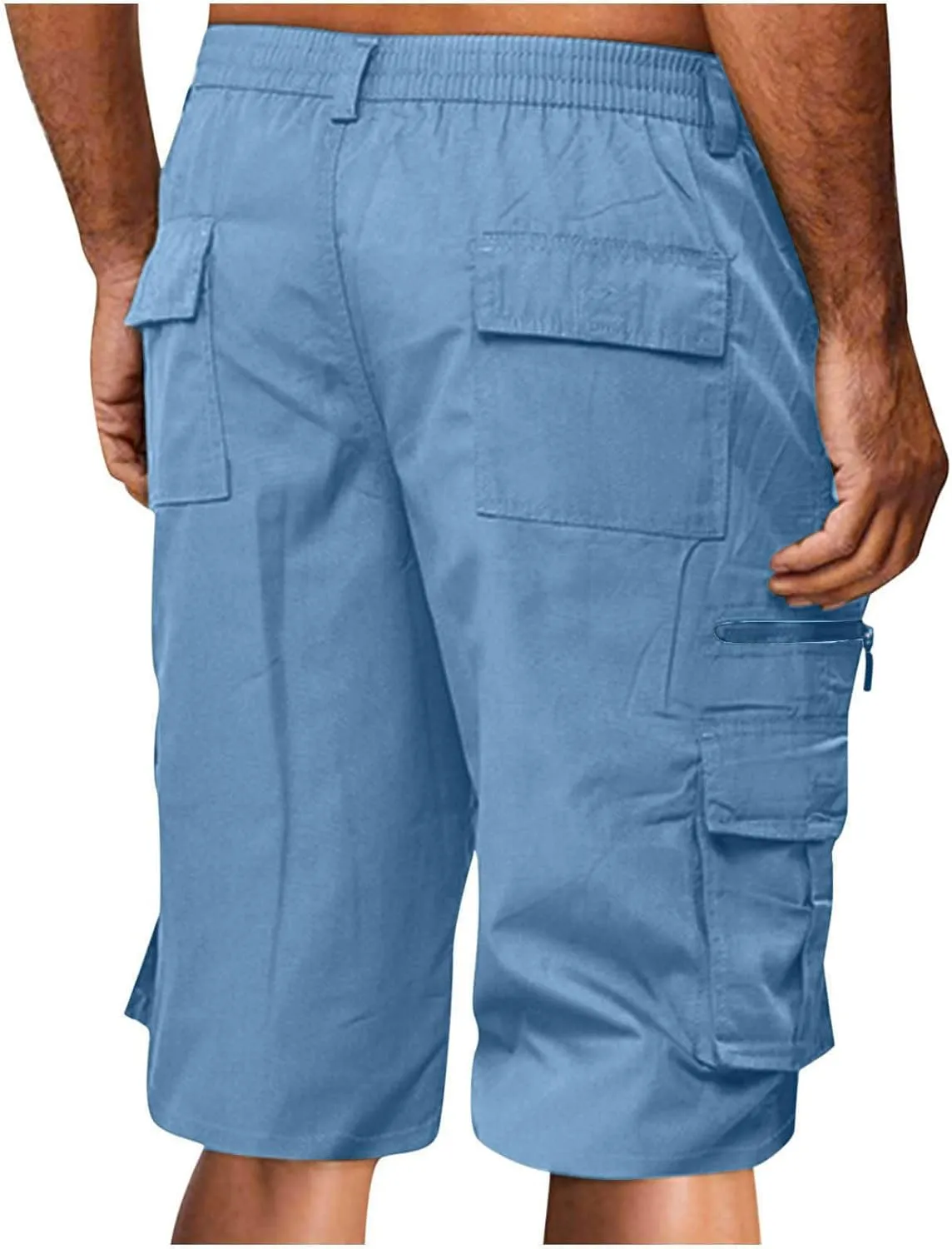 Men's Cargo Shorts Multi Pocket Outdoor Adventure Casual Elastic Waistband Breathable Summer Travel Shorts
