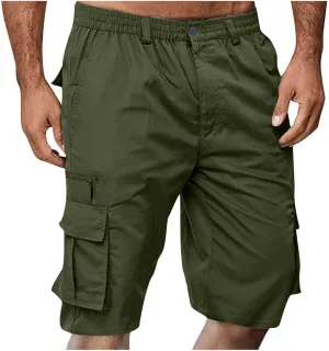 Men's Cargo Shorts Multi Pocket Outdoor Adventure Casual Elastic Waistband Breathable Summer Travel Shorts