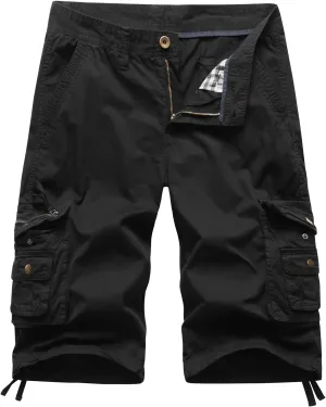 Mens Cargo Shorts Twill Cotton Multi Pocket Relaxed Fit Below Knee Camo Cargo Shorts for Men