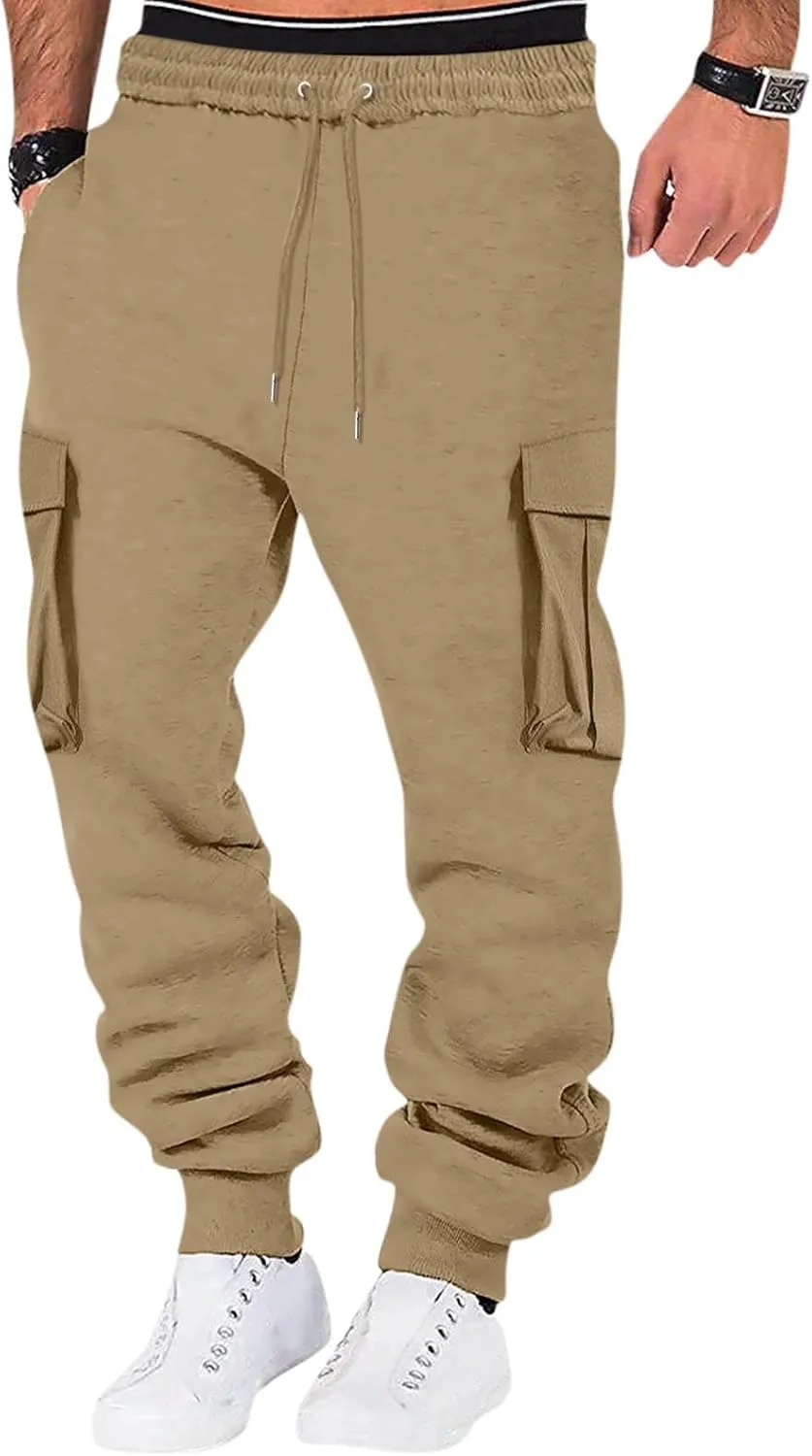 Mens Cargo Sweatpants Relaxed Tooling Multi-pocket Men's Color Men's pants Hiking Sweatpants Casual Athletic Jogger