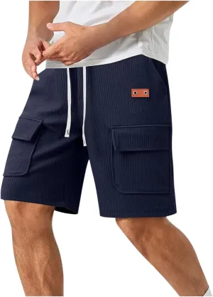 Mens Casual Summer Shorts Cargo Design Lightweight Stretch Waist Multi Pocket Outdoor Lounge Wear