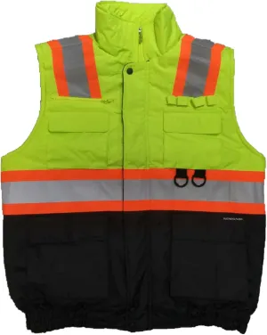 Men’s High Viz Class 3 Medium Weight Padded Multi-Pocket Poplin Vest