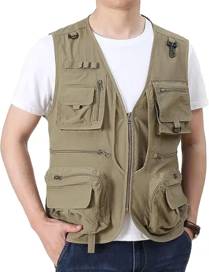 Men's Lightweight Mesh Fishing Vest Utility Outdoor Multi-Pocket Hunting Cargo Vest