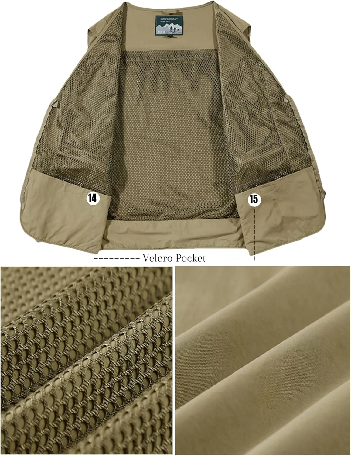 Men's Lightweight Mesh Fishing Vest Utility Outdoor Multi-Pocket Hunting Cargo Vest