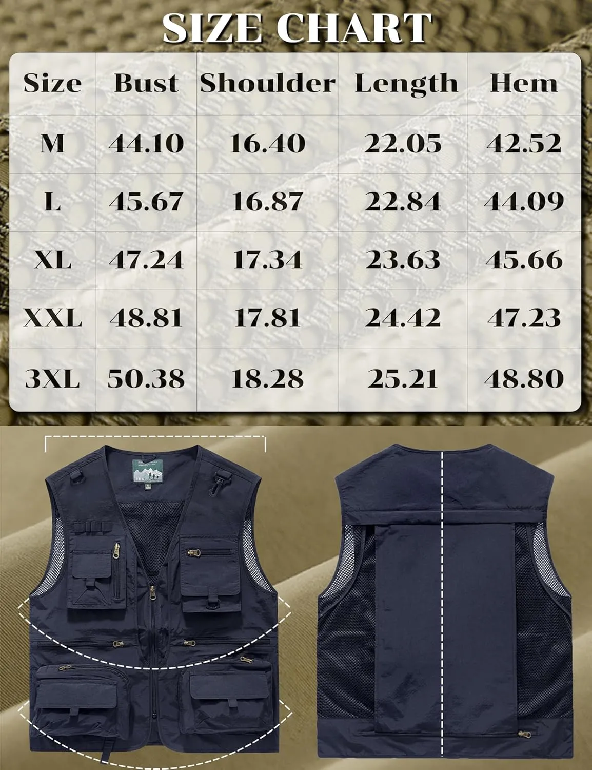 Men's Lightweight Mesh Fishing Vest Utility Outdoor Multi-Pocket Hunting Cargo Vest