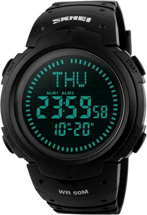 Men’s Military Sports Digital Watch with Survival Compass 50M Waterproof Countdown 3 Alarm Stopwatch