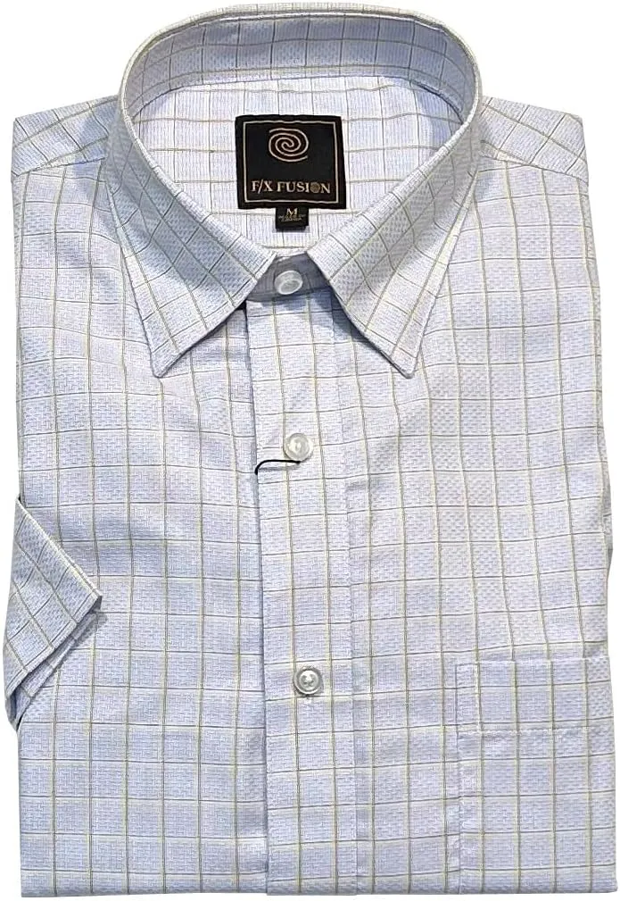 Men's Short Sleeve Textured Multi Check Sport Shirt