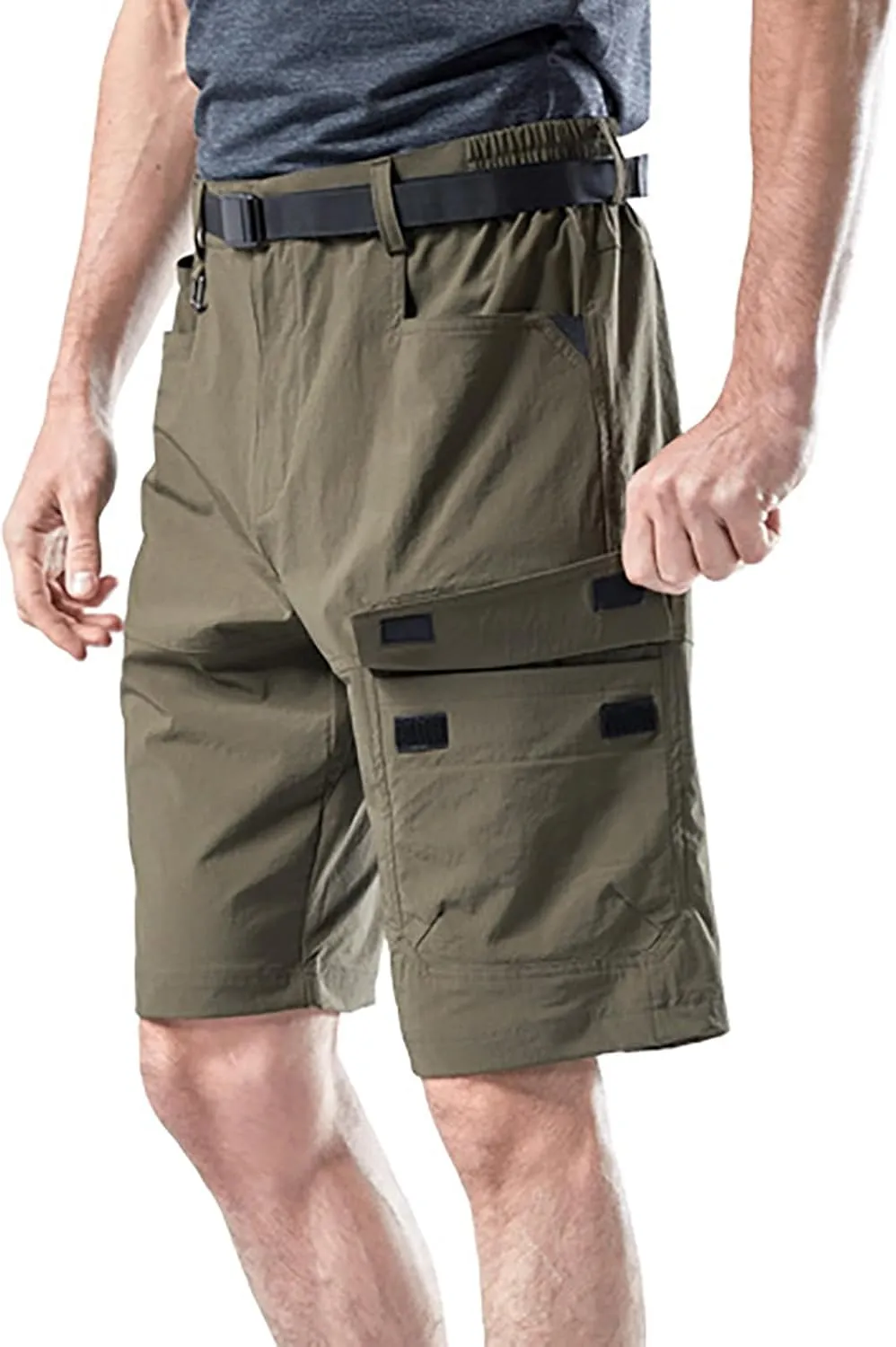 Men's Shorts Casual Cotton Buckle Zipper Multi Pocket Cargo Shorts 6 Inch Inseam Regular Big and Tall Work Shorts