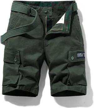 Men's Slim Fit Military Cargo Shorts Summer Multi Pockets Cotton Work Shorts