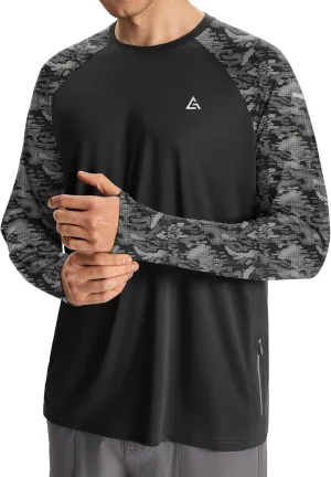 Men’s Sun Protection Shirts UPF 50  Long Sleeve UV Shirt Rash Guard for Men Quick Dry Swim Fishing Beach Athletic