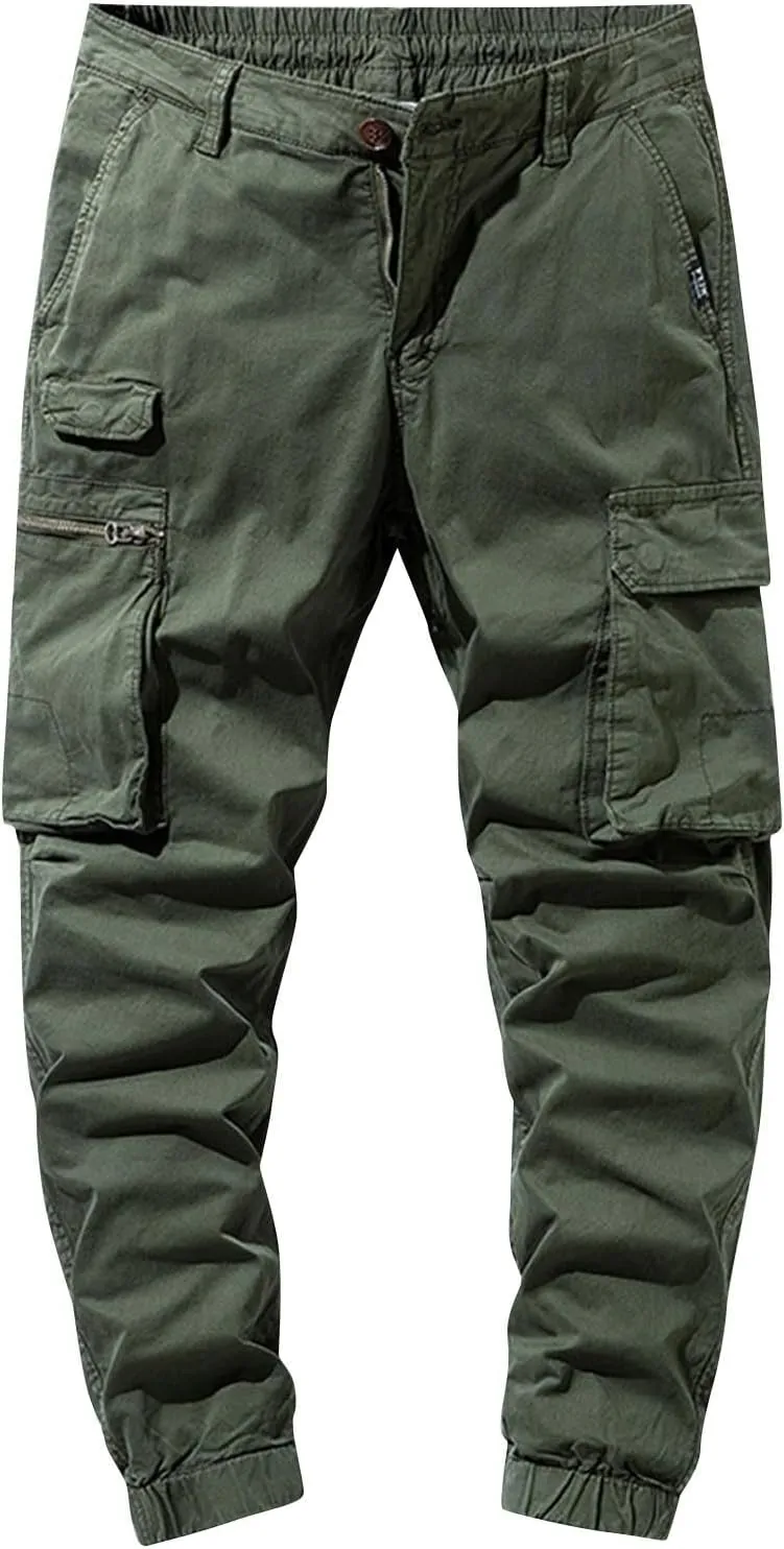 Men's Tactical Pants Waterproof Cargo Hiking Work Pants for Men Outdoor Active Construction Pants with Multi Pocket