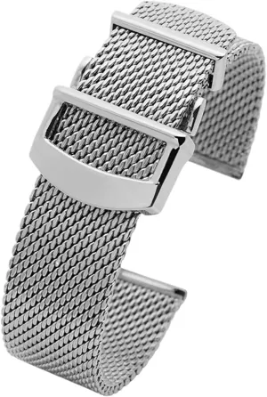Mesh Stainless Steel Watch Strap 20 22mm Bracelet Metal Quick Release Adjustable Folding Buckle Men Women Band