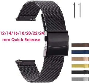 Mesh Stainless Steel Watch Strap Metal Quick Release Men Women Band Universal Wristband