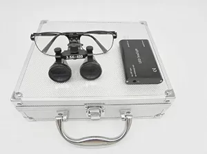 Metal Frame 3.5X 420mm Binocular Loupes DY-104  3W LED Headlamp with Aluminum Box Silver by NSKI