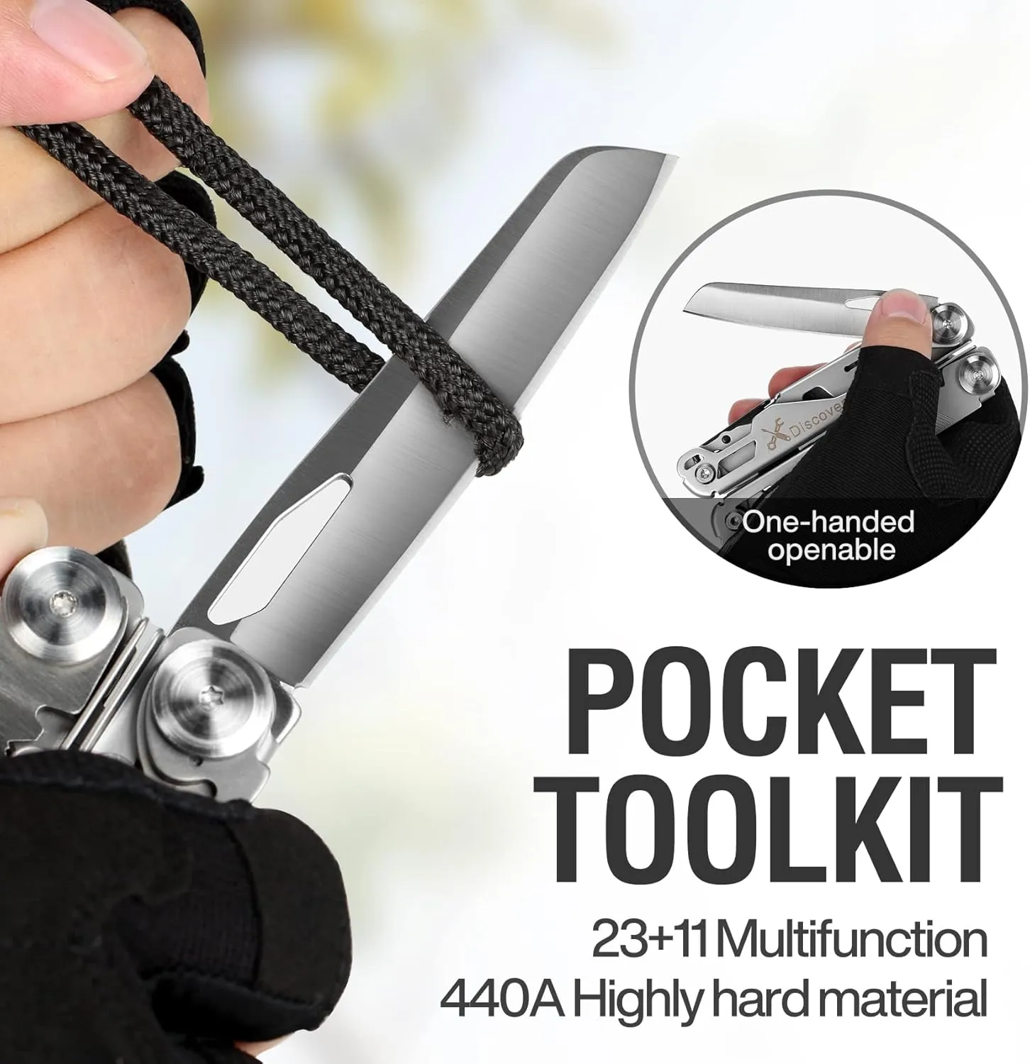 MIAOKE Multitool 23 in 1 with Premium Gift Box, Screwdrivers Saw Screwdrivers Bottle Opener Pliers Camping Knife Cool Gadgets for Men, Best Gift for Boyfriend Son Dad Him Husband, (Silver-Discover)