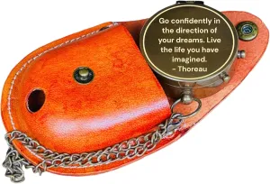 Military Compass for Hiking and Survival- Waterproof Brass Nautical Pocket Compass with Leather,Case & Chain for Camping Hunting Climbing Exploring Geology Outdoor Activities (173)