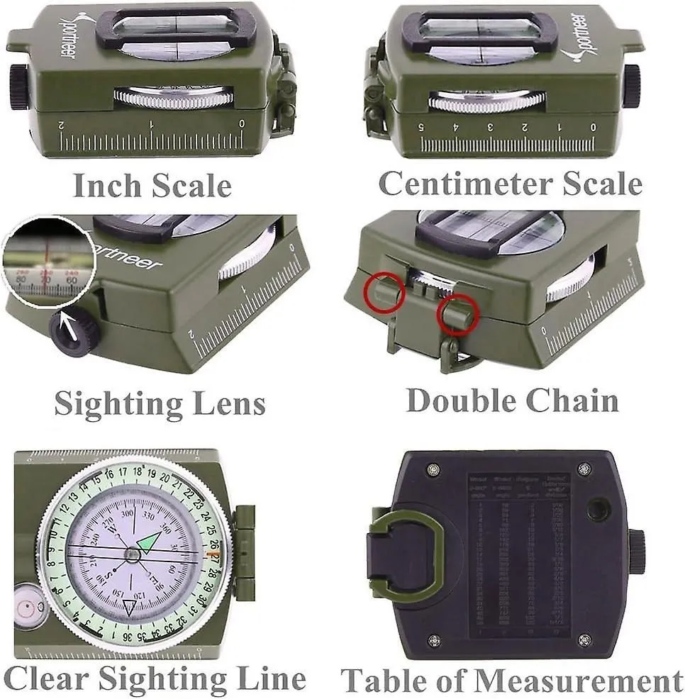 Military Compass, Hiking Compass With Carrying Bag, Professional Multifunction