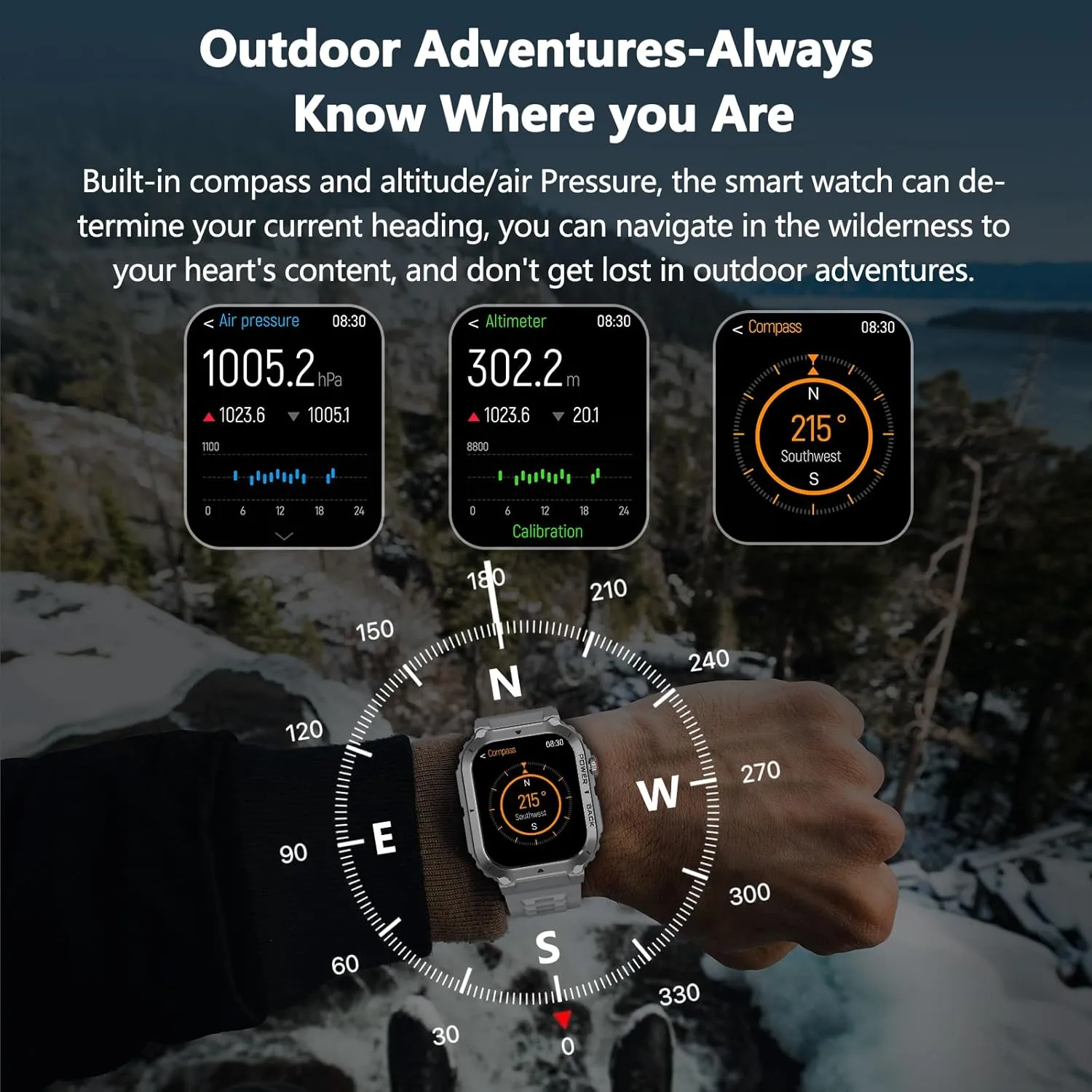 Military Smart Watch with GPS and Map(Answer/Make Call), Smartwatches with Health Monitor, Compass/Altitude/Air Pressure,100  Sport Modes, Fitness Tracker for Android/iPhone (with GPS Map, Gray)