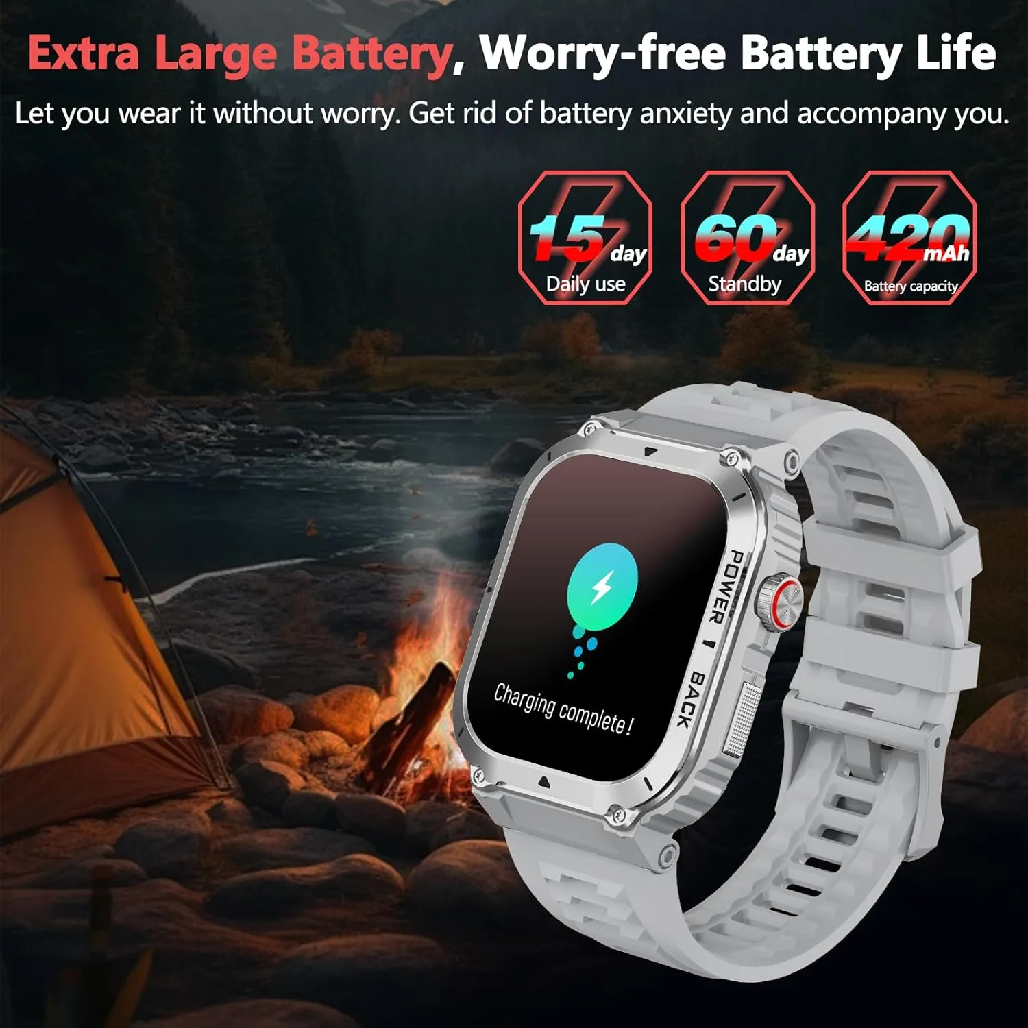 Military Smart Watch with GPS and Map(Answer/Make Call), Smartwatches with Health Monitor, Compass/Altitude/Air Pressure,100  Sport Modes, Fitness Tracker for Android/iPhone (with GPS Map, Gray)