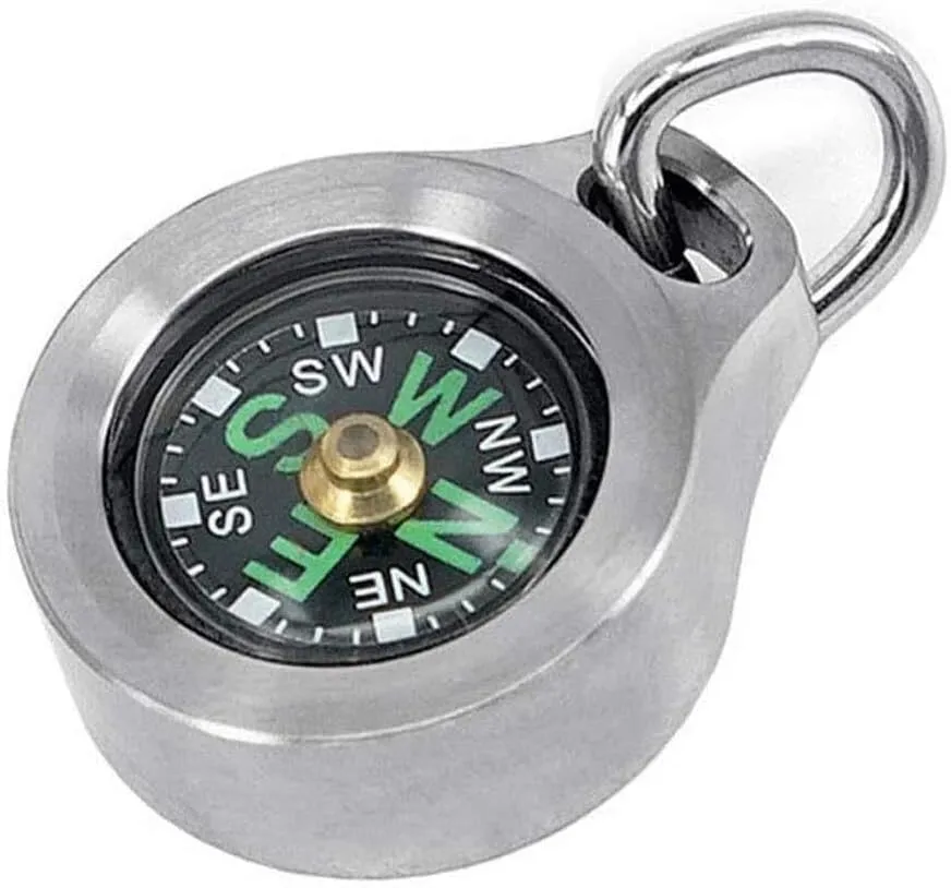 Mini Compass with Luminous Design – Waterproof, Shockproof, Outdoor Navigation Tool for Camping, Hiking, and Adventure Activities (White-Fruit Peach)