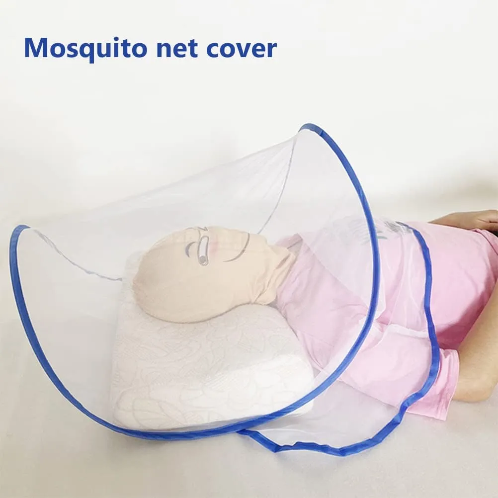 Mini Foldable Mesh Net for Head, Adults Chridren Ultralight Pop Up Net Tent for Bedding Camping Travel Patio