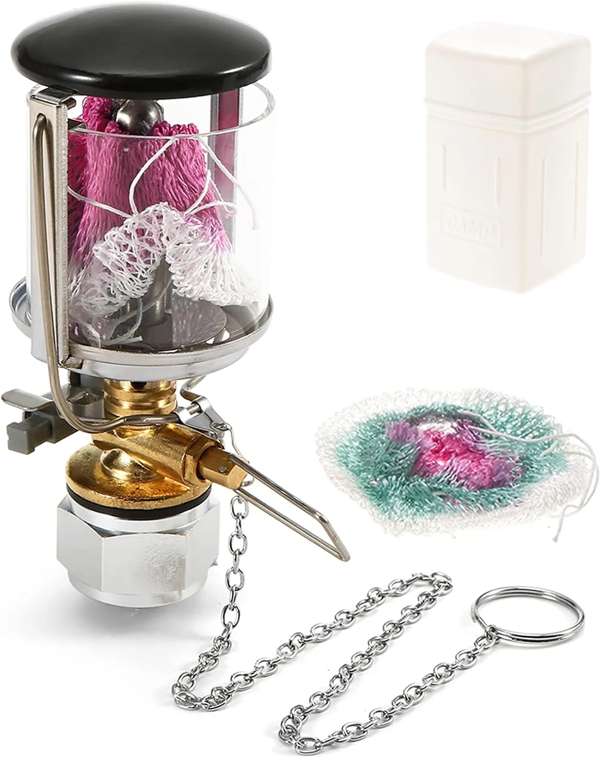 Mini Propane Lantern Single Mantle Gas Lamp Portable Gas Light Hanging Tent Lamp with 2 Lantern Mantles for Travel Hiking Backpacking