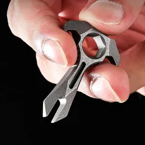 Mini Titanium EDC Pry Bar Tool Pocket Wrench Small Prybar Keychain Multitool with Bottle Opener For Outdoor And Everyday Use
