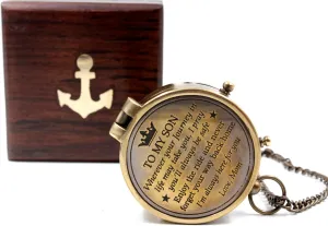 Mom to Son Compass – Engraved Compass Gift for Son from Mom – Birthday, Graduation, Confirmation, Parting or Sailor Gift – Inspirational Keepsake for Boys & Men