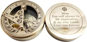 Mom, You Will Always be My Inspiration & My True Guide. Love You Forever Solid Brass Directional Engraved Compass Shiny Finish Handmade Vintage Gifits