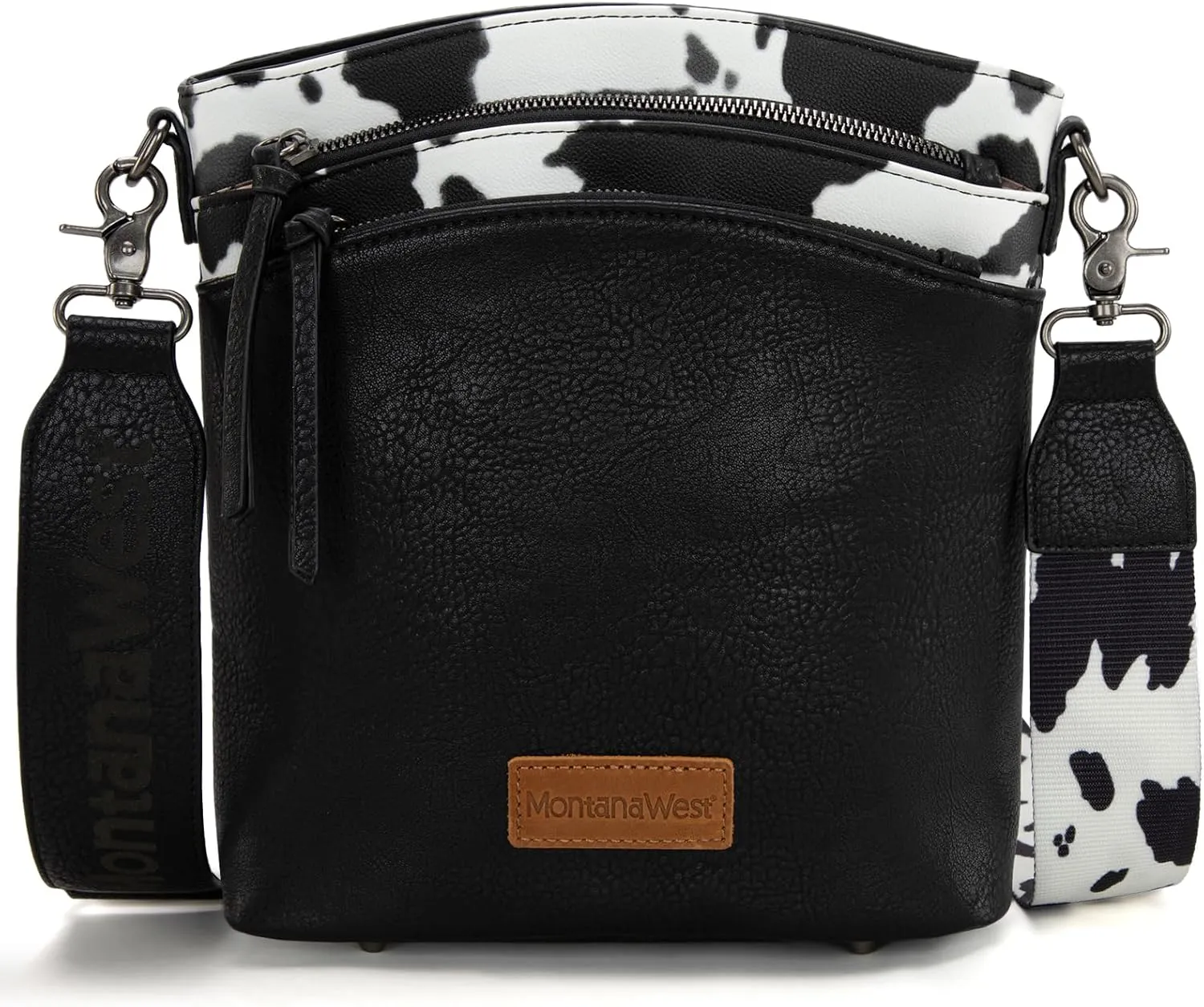 Montana West Multi Zip Pocket Large Crossbody Bag With Guitar Strap