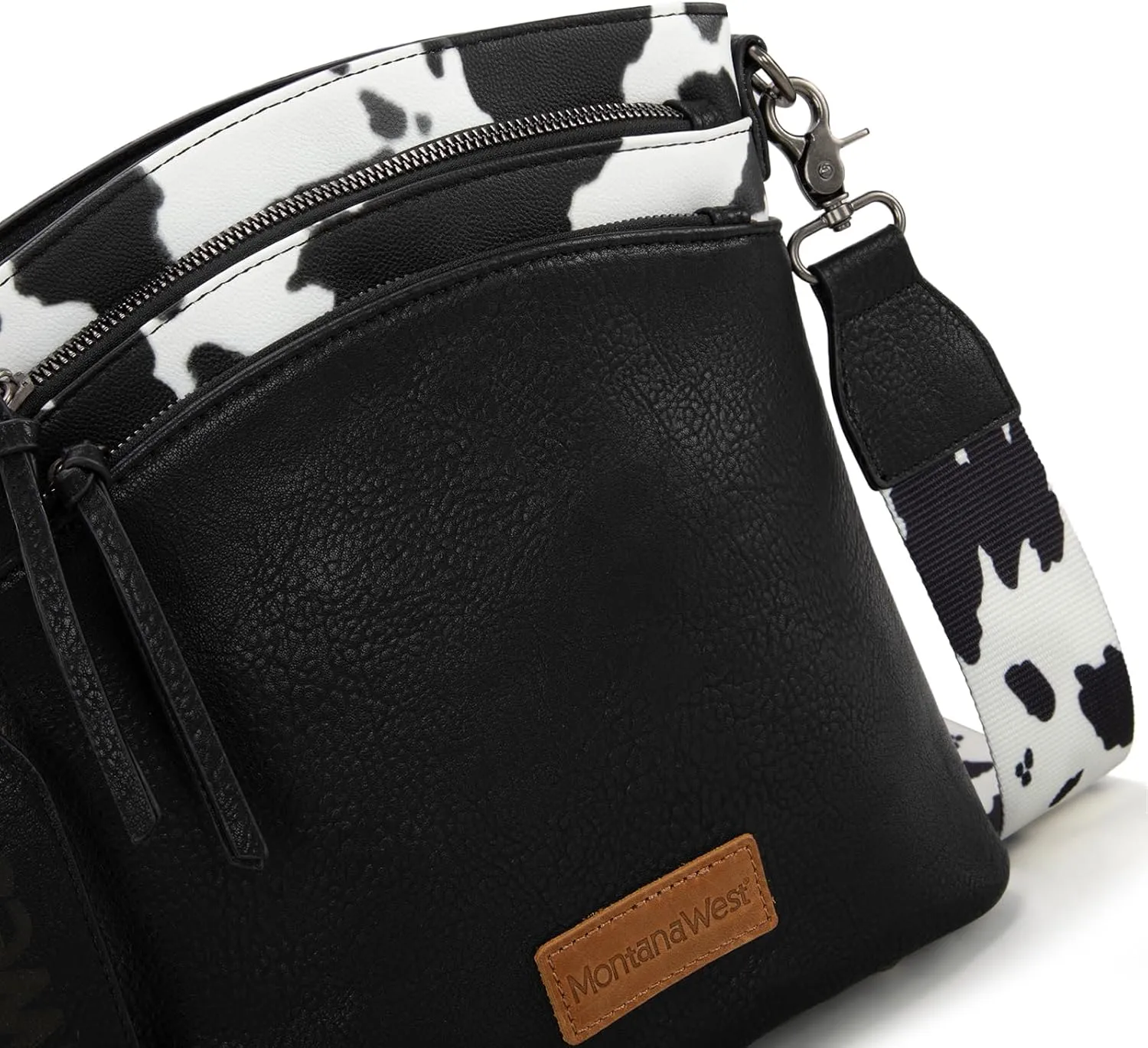 Montana West Multi Zip Pocket Large Crossbody Bag With Guitar Strap