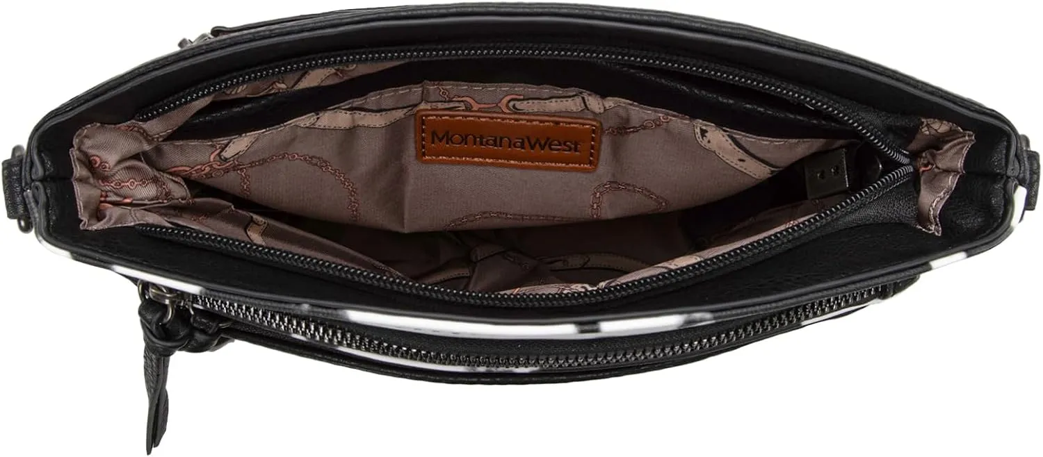 Montana West Multi Zip Pocket Large Crossbody Bag With Guitar Strap