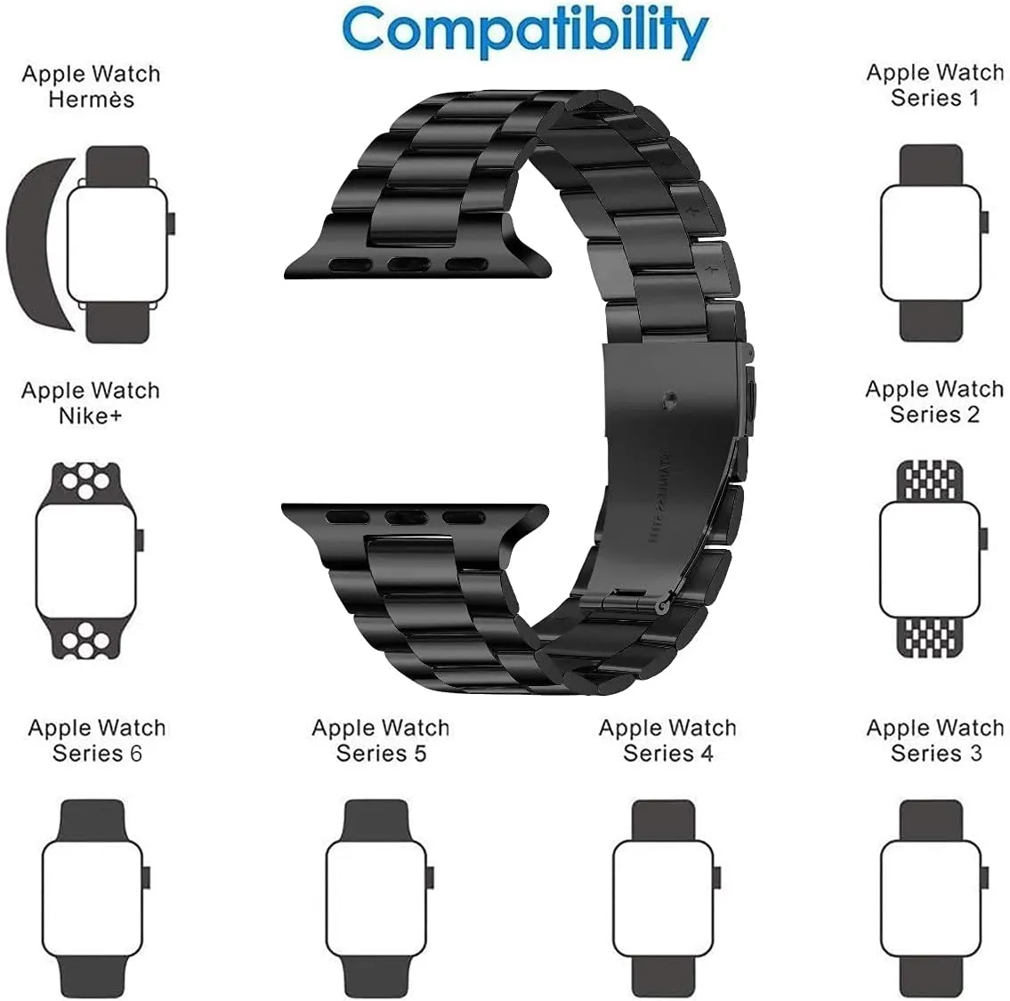 Moran Compatible with Apple Watch Band 38mm 40mm 41mm 42mm 44mm 45mm Stainless Steel Metal Wristband Adjustable Replacement Strap for iWatch Series 7 6 5 4 3 2 1 SE Men Women