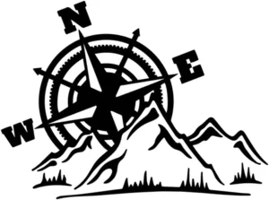 Motorcycle Sticker Jungle Adventure Compass 4x4 Offroad Mountain Car Stickers Moto Auto Decal Funny Car Stickers(Black,40X29.5CM)